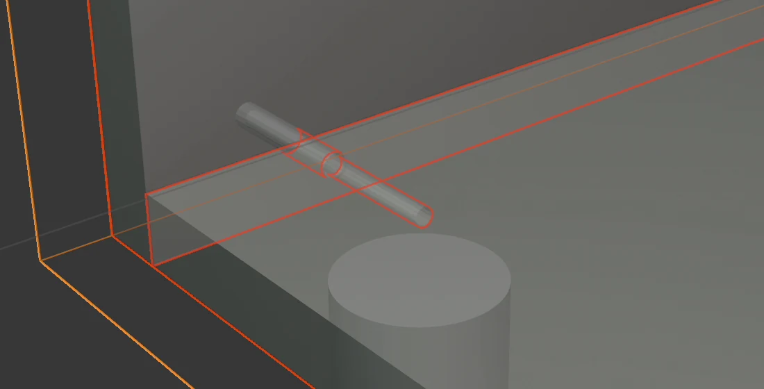 Confirmat v zobrazení X-Ray: dlouhý válec skrz bok do hrany dna