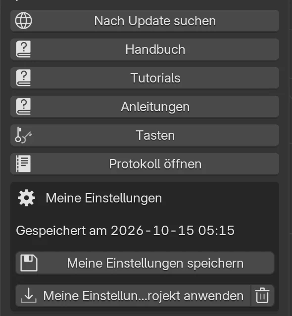Das Panel Easy Form Studio mit der Box Meine Einstellungen nach dem Speichern