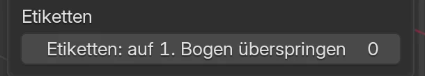 Der Kasten Etiketten in den Exporteinstellungen mit dem Feld Etiketten: auf 1. Bogen überspringen, Wert 0