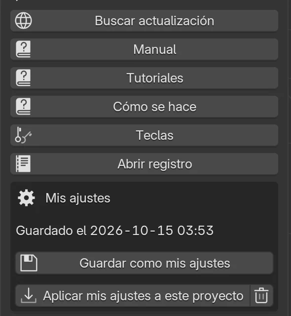 El panel Easy Form Studio con el recuadro Mis ajustes después de guardar