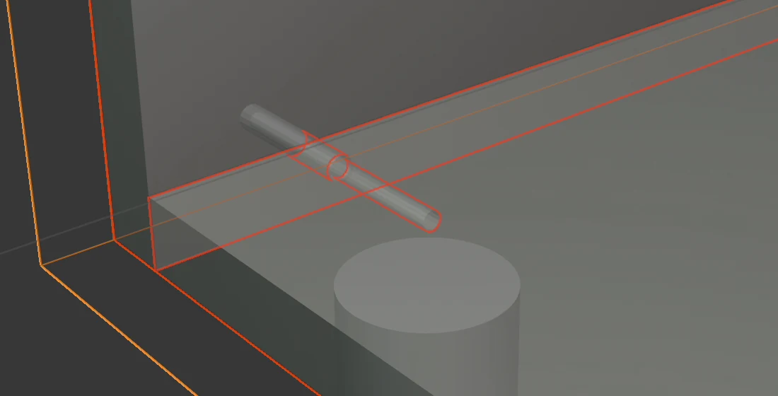 Confirmat en vue Rayons X : un long cylindre qui traverse le côté et entre dans le chant du dessous